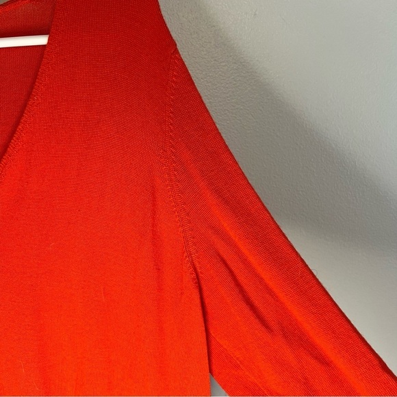 Eileen Fisher Womens Red 100% Merino Wool Long Sleeve V-Neck Tunic Sweater Sz L - Picture 4 of 9